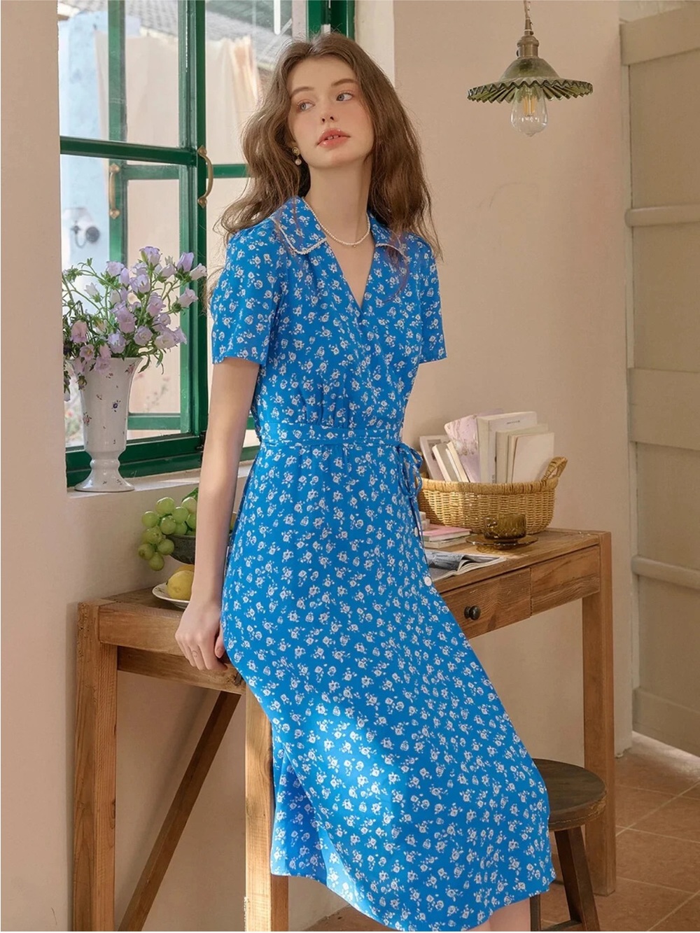Simple Retro Alba V Neck Floral Tea Dress Size Large NEW